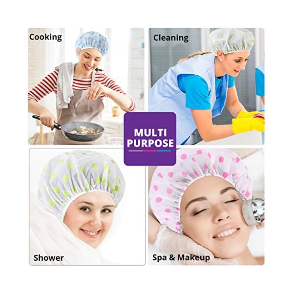 Woospa-Shower-Caps-for-WomenMen-3-Pack-Waterproof-Reusable-Bath-Cap-30cm-Width-with-Elastic-Band Woospa Shower Caps for Women/Men 3 Pack Waterproof & Reusable Bath Cap 30cm Width with Elastic Band (Pack of 3)