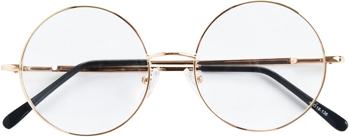 Agstum Round Retro Metal Prescription Ready Glasses Frame Clear Lens