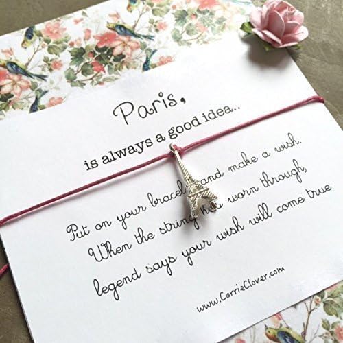 Paris is always a good idea, Paris bracelet,Friendship Bracelet String, Silver Star Bracelet, Wish Bracelet, Inspirational Quote Card, A24