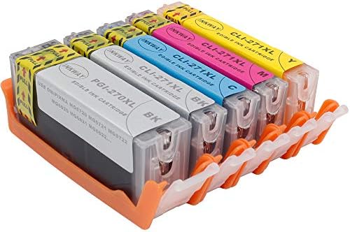 INKWAY PGI-270 CLI-271 PGI-270XL Edible Ink Cartridge Replacement 5 pack for use with PIXMA MG5720 MG5721 MG5722 MG6820 MG6821 MG6822 Cake Printer