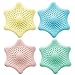 Eunion Shower Drain Hair Catcher Hair Stopper, Hexagonal Starfish Shaped Rubber Strainer-4 Pack in Assorted Colors