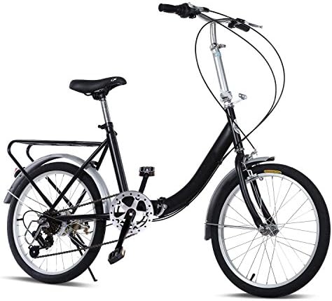 Hindom 20-inch Loop Folding Bike,Hindom Lightweight 7 Speed Steel Frame Bicycle for Commuting and School(US Stock)
