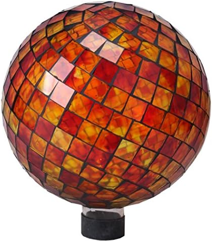 Very Cool Stuff GLMRYO102 VCS Tile Red Yellow Orange Mosaic Glass Globe, 10"