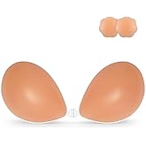 Niidor Adhesive Bra Strapless Sticky Invisible Push up Silicone Bra for Backless Dress with Nipple Covers