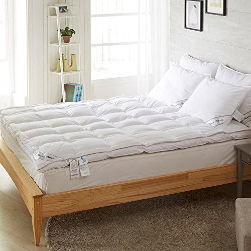 ClassicFabric Double layer White Goose Down and Feather Mattress Topper Queen