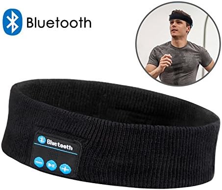 Bluetooth Headband Headphones, Bluetooth Wireless Music Headsets Sport Headbands Built-In Speakers Microphone for Workout, Crossfit, Jogging, Yoga, Black
