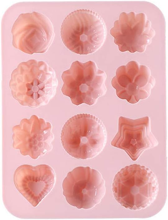 Gotian Silicone 3D Animal Flower Cake Cookie Chocolate Mold Lollipop Mold Baking Tray Durable Mold Use in Oven Microwave Dishwasher Refrigerator (Pink)