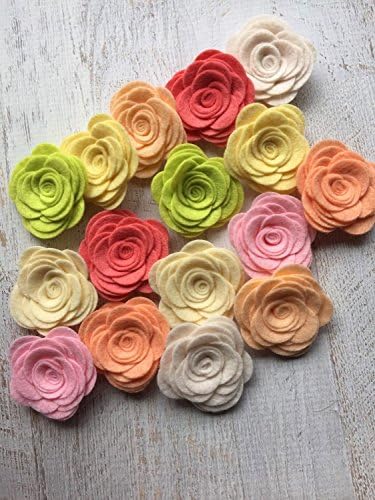 16 Wool Felt Flowers - Large Posies Light & Airy Collection