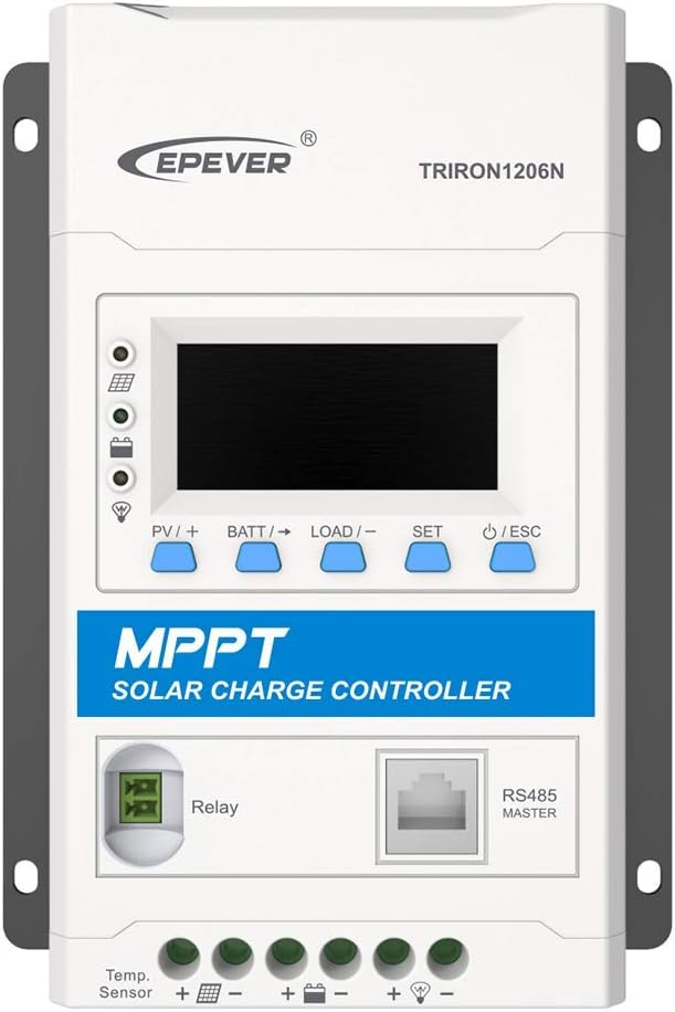 Ichy TRIRON Series MPPT Solar Charge Controller, 12V 24V DC Auto Solar Panel Regulator, LCD Display, Dual USB Output, Module for Mobile Phones Lead-Acid, Lithium Batteries