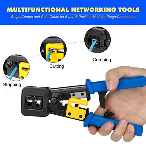 RJ45 Crimp Tool Kit Pass Thru Cat5 Cat5e Cat6 RJ45 Crimping Tool with