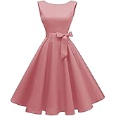 Hanpceirs Women's Boatneck Sleeveless Swing Vintage 1950s Cocktail Dress New