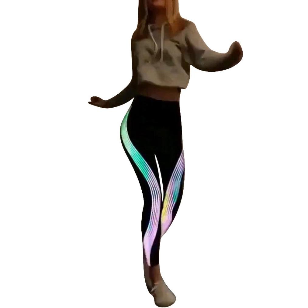 Clearance Leyorie Girl Laser Stripe Leggings Yoga Athletic Pants Fitness Sport Gym Running Tights Capris