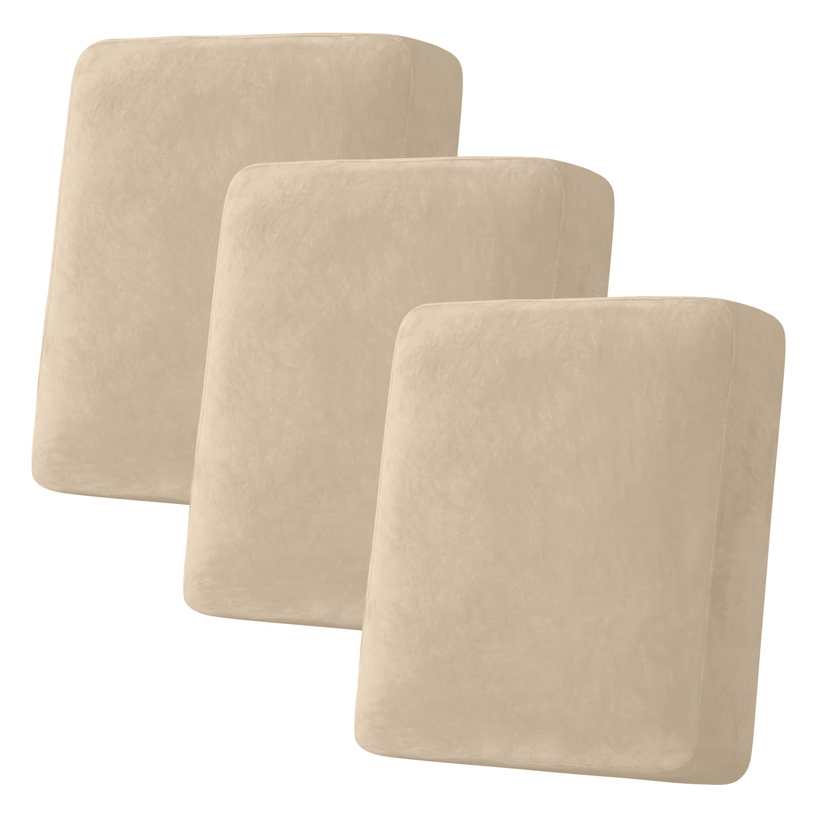 Photo 1 of ANARACHON Sectional Couch Cushion Cover, Velvet Couch Covers 3 Cushion Sofa, Slip Sofa Cushion Covers Washable, Stretch Sofa Slipcovers for Sectional Sofa (3 Cushion Sofa, Beige)