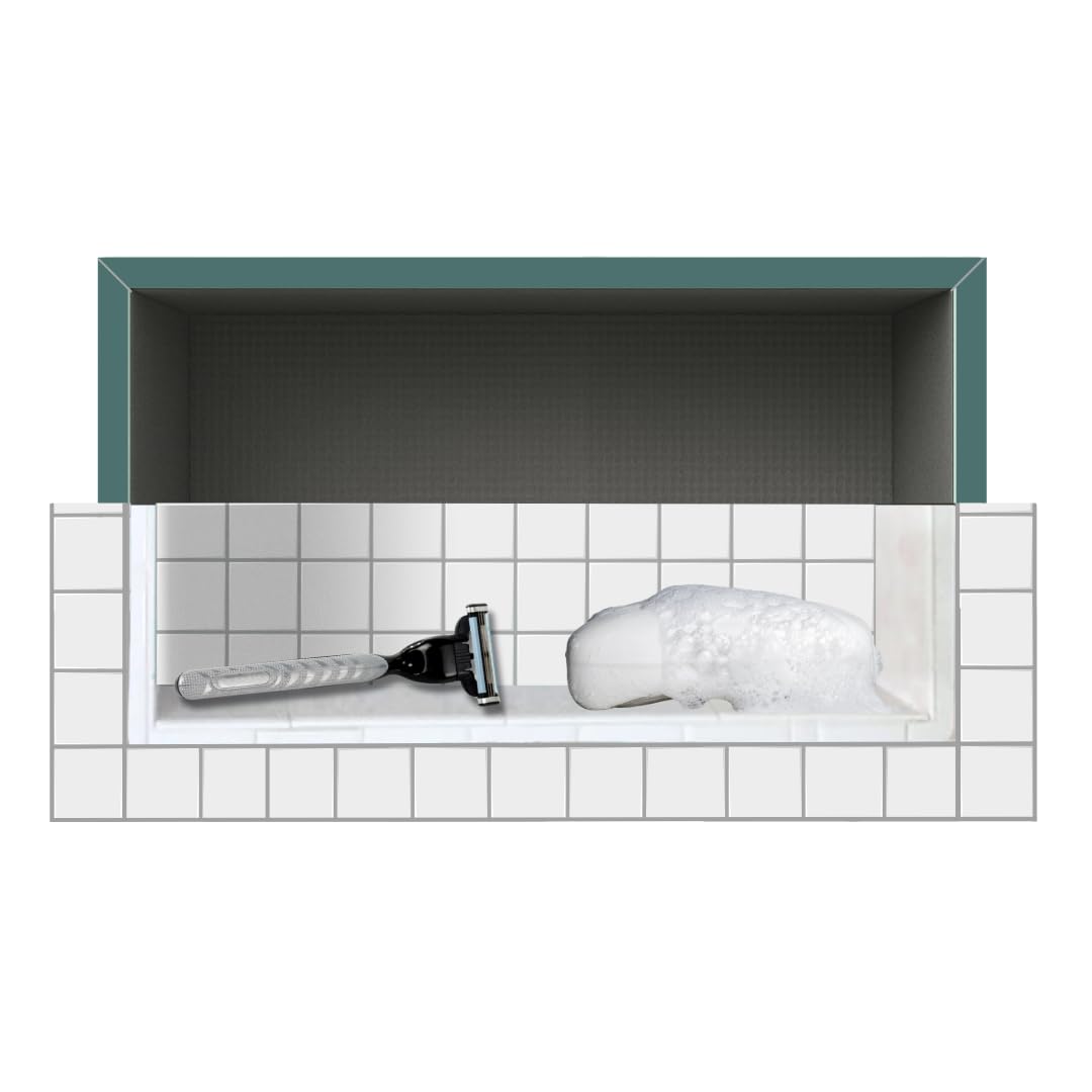 Photo 1 of Tile Ready Niche, Shower Shelf for Inside Shower, Niche Insert Tile Ready, Prefab Waterproof Foam, Small Bathroom Remodel, Accessories Not Included, Horizontal Rectangle, 14x8 Inches