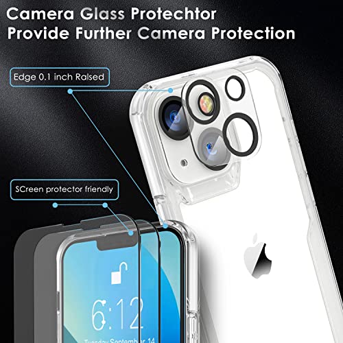 ORETECH Transparent Case for iPhone 13, with [2 x Tempered Glass and 1 x Camera Screen Protector] Soft TPU Silicone Bumper Case Anti-Shock, Anti-Scratch Case for iPhone 13, Clear