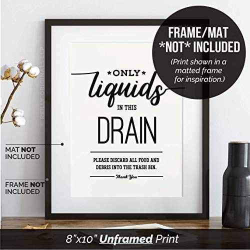 8x10" *UNFRAMED PRINT* Only Liquids in this Drain Kitchen Sign Sink KIfor Septic System Sensitive Plumbing No Decor Restaurant Office airbnb Cute Garbage Disposal Bags Farmhouse Modern Rustic Cottage - Thumbnail 3