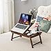 Laptop Lap Desk NNEWVANTE Bed Tray Table Adjustable 100% Bamboo Foldable Laptop Table Breakfast Serving Tray w' Tilting Top Drawer Leg Lock- Chestnut Color