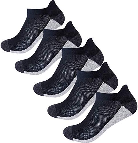 5 Pairs Mens Running Socks for Trainers Half Cushioned Athletic Socks Low Cut Sport Ankle socks Durable and Breathable for Cycling Hiking