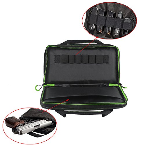 Kylebooker Single Pistol Case Tactical Handgun Bag (Black with Green)