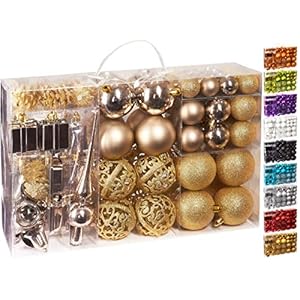 Brubaker 101-delige set kerstballen met boompiek champagne kerstboomversiering