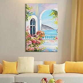 Canvas Wall Art of Beautiful Oil Painting of a Balcony Ocean View | 12" x 18"