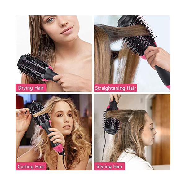 Hair Dryer Brush, Hot Air Brush, 4-in-1 Negative Ionic Hair Blow Dryer Brush for All Hair Types, Multifunctional Hot Air…