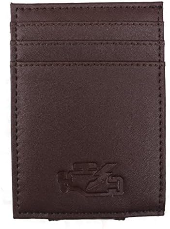 RFID Blocking Front Pocket Wallet Brown Leather Check Engine Light BONUS Ninja Wallet