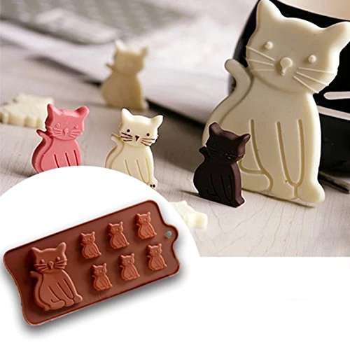 Food Grade Silicone Cake Moulds,ICASA Silicone Dog and Cat Ice Cube Mold, Candy, Jelly, Biscuits, Chocolate, Cupcake Baking Mould, Muffin Pan 2 Pcs - Thumbnail 2