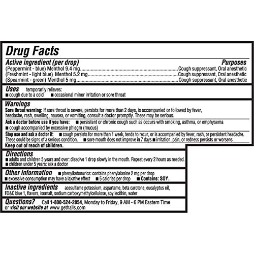 HALLS Relief Sugar Free Assorted Mint Flavor Cough Drops, 1 Bag (25