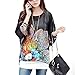 Cocobla Women Boat Neck Loose Dolman Sleeve Tops Bohemian Chiffon Blouse T Shirt (Black, L)
