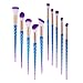 Unicorn Makeup Brushes Set, 10Pcs Foundation Brush Eyeshadow Brushes Powder Concealer Contour Face Lips Eyes Brushes Set Gradient Color Spiral Handle