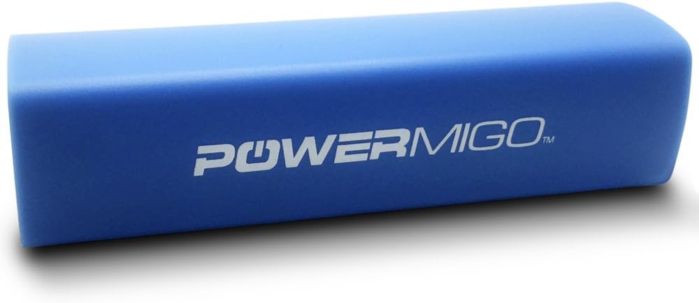 PowerMiGo Lipstick-Sized External Battery 2200mAh Power Bank - Free Carrying Case and Charge Cable - Compatible with Most Smartphones Including iPhone, Galaxy S7, HTC, LG (Blue)