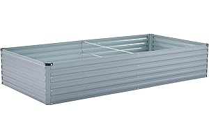 zizin Large Raised Garden Bed Kit 8x4x1.5FT Outdoor Rustproof Bottomless Metal Planter Box for Vegetables Flower Herb, Grey