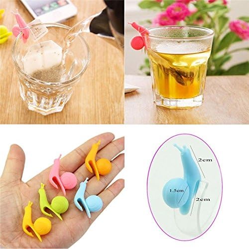 Viewred 5pcs Cute Snail Shape Silicone Tea Bag Holder Cup Mug Candy Colors Gift Set New Color Random Sent