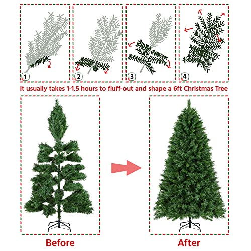 Yaheetech 6ft Green Unlit 'Feel Real' Newberry Spruce Hinged Artificial