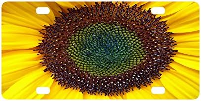 12 X 6 inches Durable License Plate Frame Metal Personalized Car Tag, Summer Beautiful Yellow Sunflower (4 Holes)