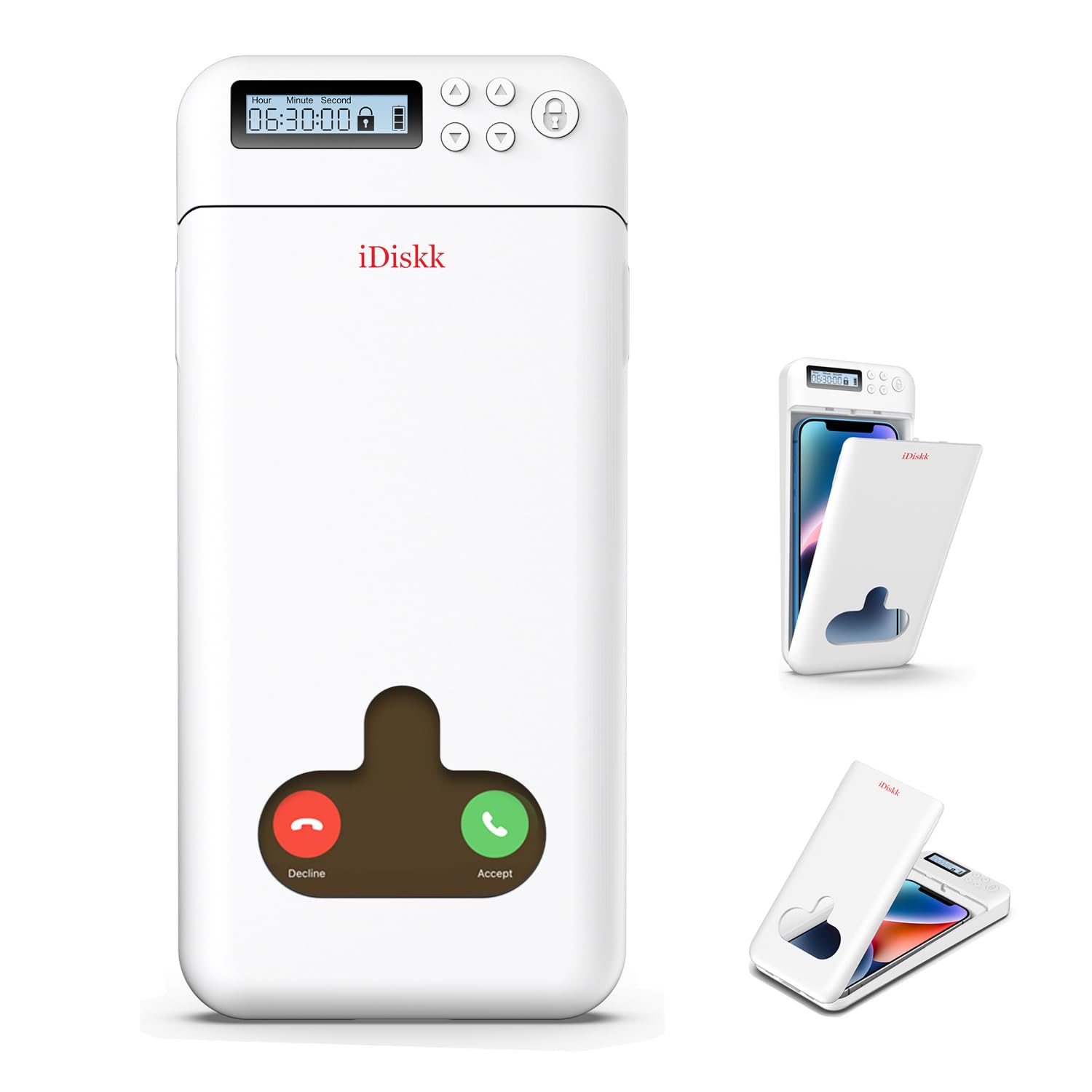 iDiskk Phone Jail, Timer Lock Box for Android/iPhone (Max 6.7 inch), Self-Control Locker Box for Phone Addition/Temptation (White) — image 1