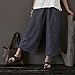 Aeneontrue Women's 100% Linen Capri Pants Casual Patchwork Cropped Trousers with Elastic Waist Gray L