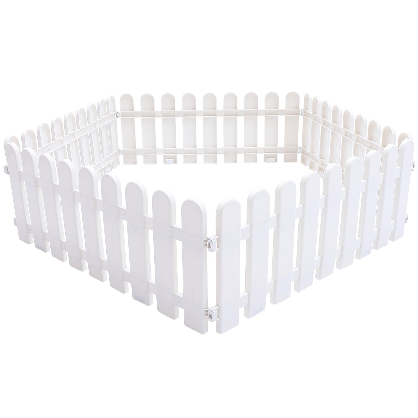 MAGICLULU 5Pcs White Plastic Fence Garden Picket Fence Plastic Path Fence Panels for Christmas Xmas Tree Gate