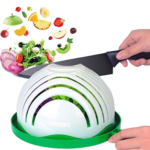 Salad Cutter Bowl, Ommani Upgraded Salad Maker Family Size Fast Vegetable Cutter Bowl, Salad Slicer Salad Chopper Strainer Cutting Board 4 in 1 Durable FDA-Approved for Kitchen - Thumbnail 7
