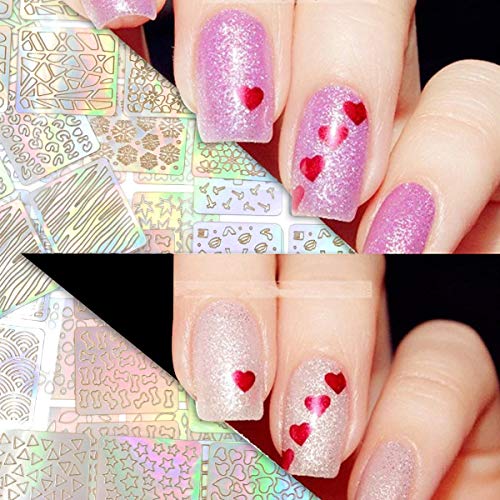 TOPBeauty 60 Pieces Nail Vinyls Stencil Stickers Set, 5 Sheets 60