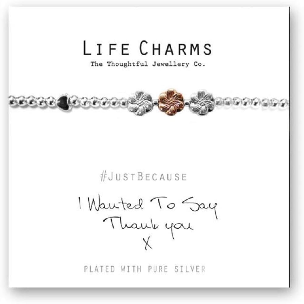 Life Charms I Wanted To Say Thank You Bracelet, silver, 5.5 inch