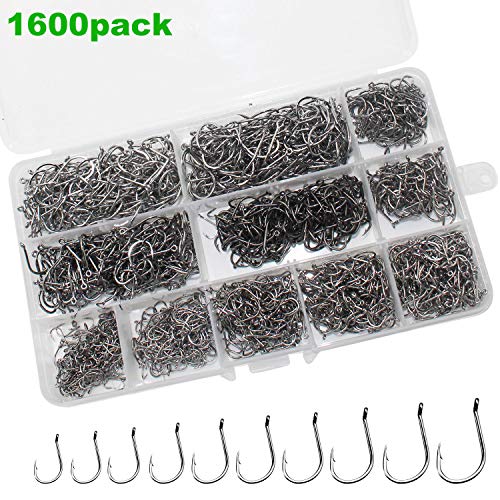 Thekuai Fishing Hooks High Carbon Steel Size Saltwater Freshwater Fishing Hooks (1600 PCS Fishing Hooks) - Thumbnail 7