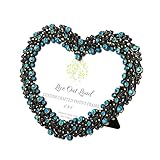 GratituValley Be My Valentine - Beautiful Sparkling Love Heart Picture Frame for 4x6 Photo. Highly Decorative Frame Filled with Turquoise Rhinestones and Striking Black Enamel Dots. A Perfect Gift