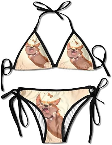 Corgi Dog Love Bones Lady Boho Adjustable Swimsuit Bikini Set
