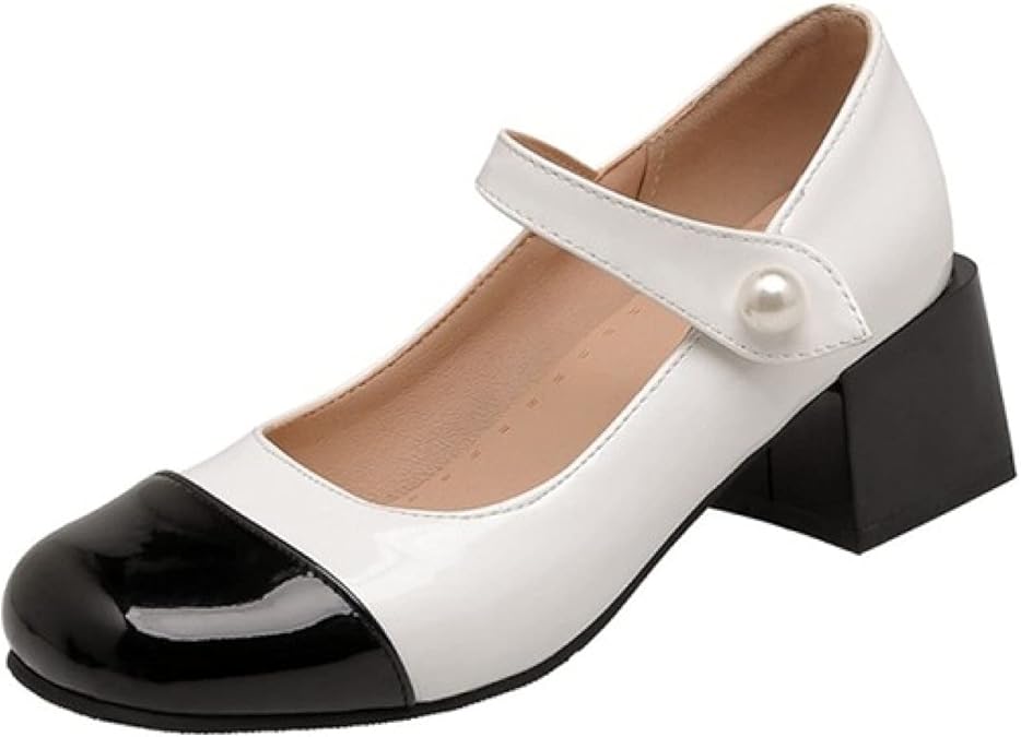 Women Classic Square Toe Mary Jane Pumps Chic AntiSlip Block Heel