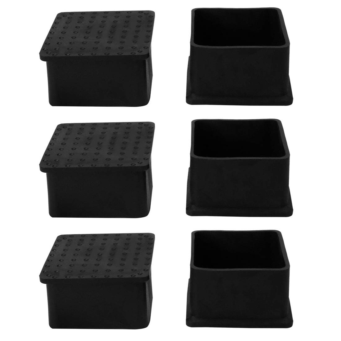 sourcing map PVC Table Leg Cap End Tip Feet Cover Furniture Glide Floor Protector 6pcs 2" x 2" (50x50mm) Inner Size, Reduce Noise Prevent Scratch Black