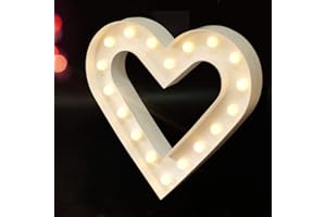 Bright Zeal 12" Lighted Heart Marquee Light - Heart Light Up Sign Outdoor Large Marquee Hearts with Timer and Lights - White Heart Signs for Home Decor LED Heart Wall Decor Wedding Decorations Lights