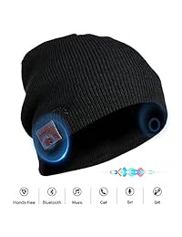 Auriculares Bluetooth Beanie para sombrero, conexión inalámbrica 4.1, control de voz Siri, altavoces estéreo HD integrados y micrófono, gorra de punto para correr, deportes al aire libre, mujeres y hombres Negro