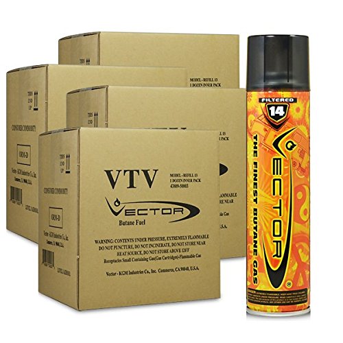 48 cans (4 cases) of Vector Premium 320ml 14x Filtered Refined Butane Fuel